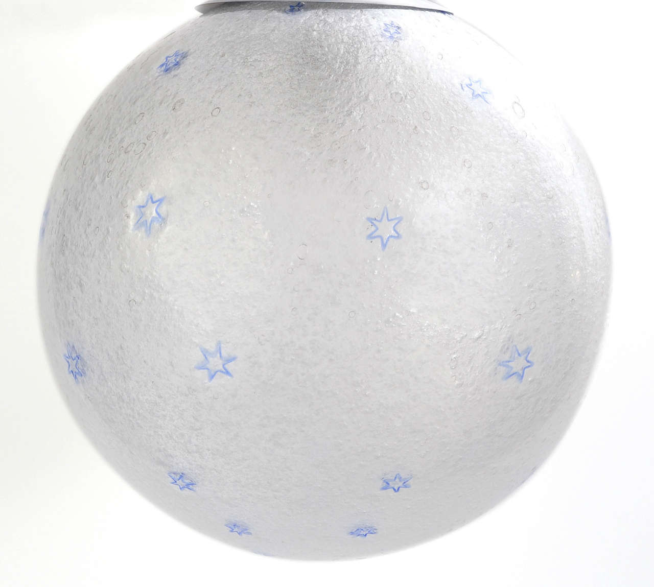 Italian 1930s Venini, Carlo Scarpa Murano Glass Chandelier with Blue Stars Murrine For Sale